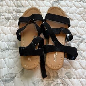 Soda Black Strappy Sandals